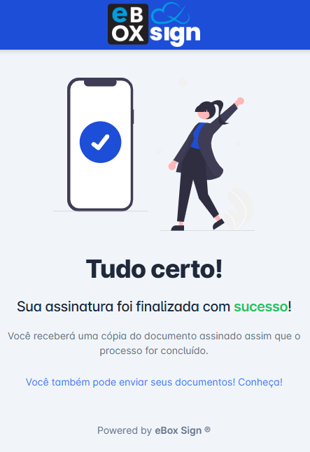 tela de confirmação de assinatura concluída