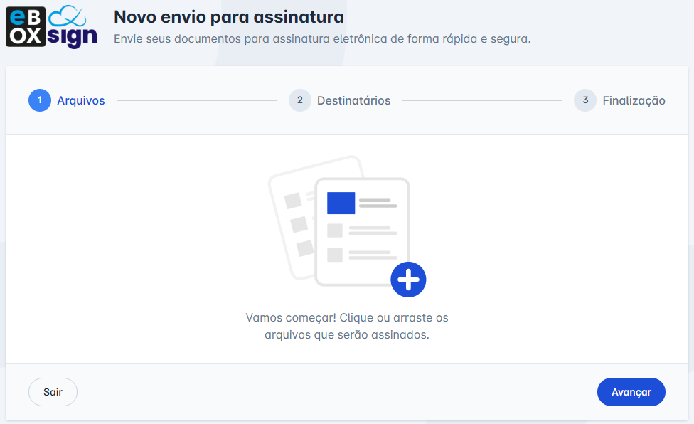área de upload de documentos