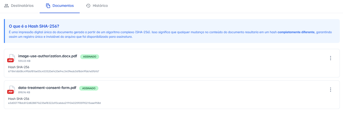 visualização do documento na tela de detalhes