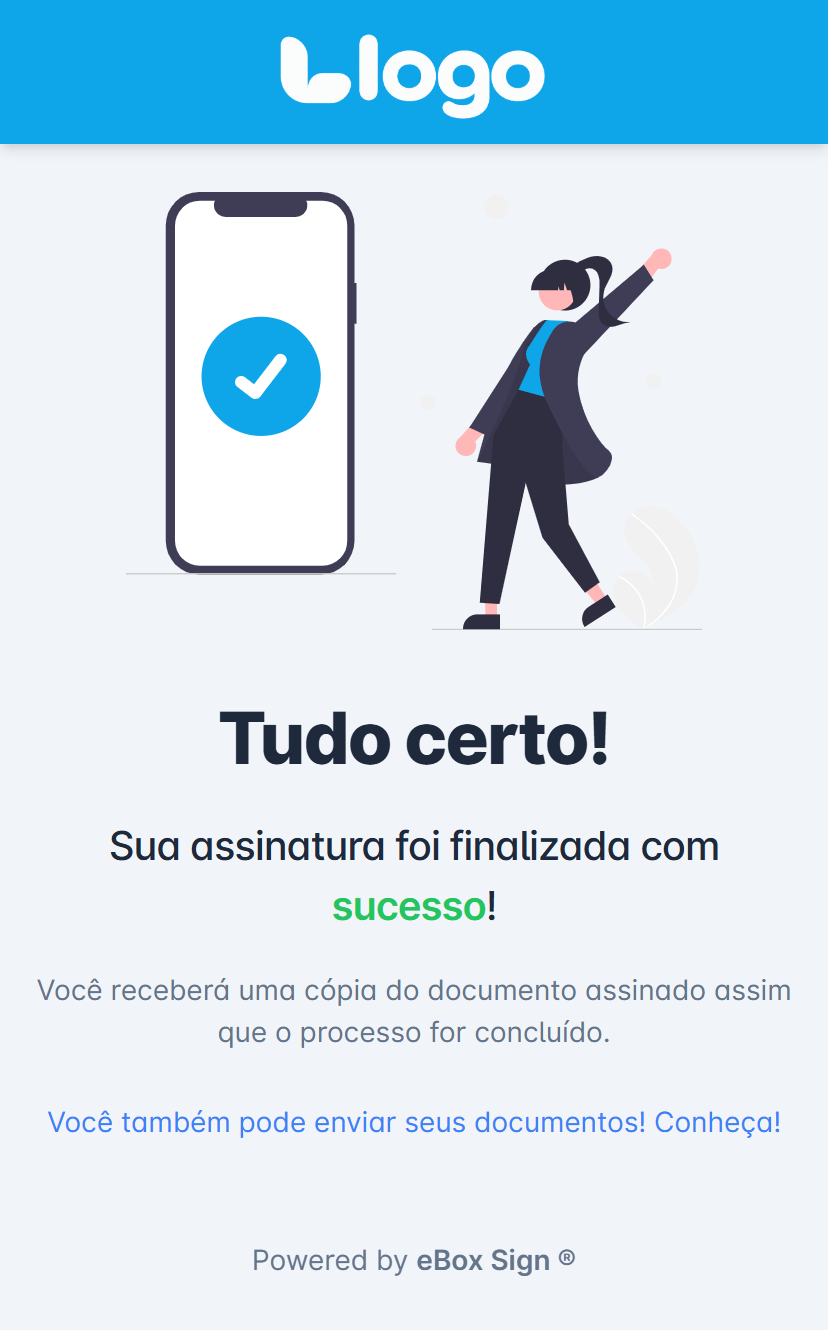 tela Tudo certo, com a assinatura finalizada