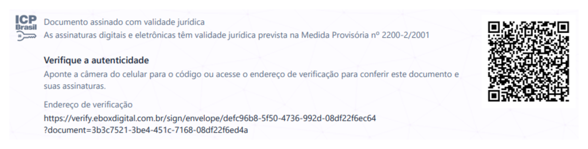 seção Verifique a autenticidade no fim do PDF assinado, com o selo ICP-Brasil, o código QR e o endereço de verificação