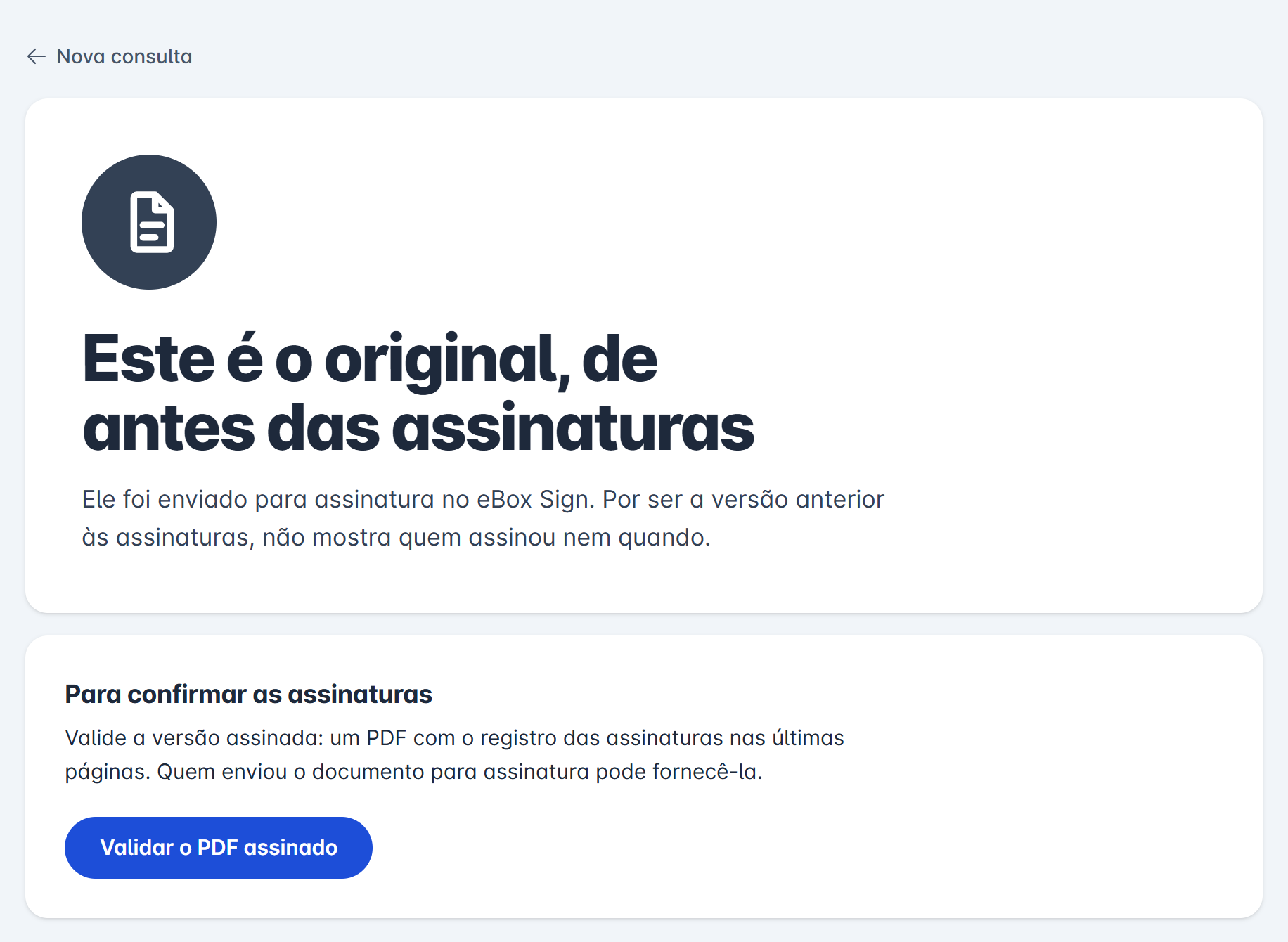 resultado Este é o original, de antes das assinaturas, com o botão Validar o PDF assinado